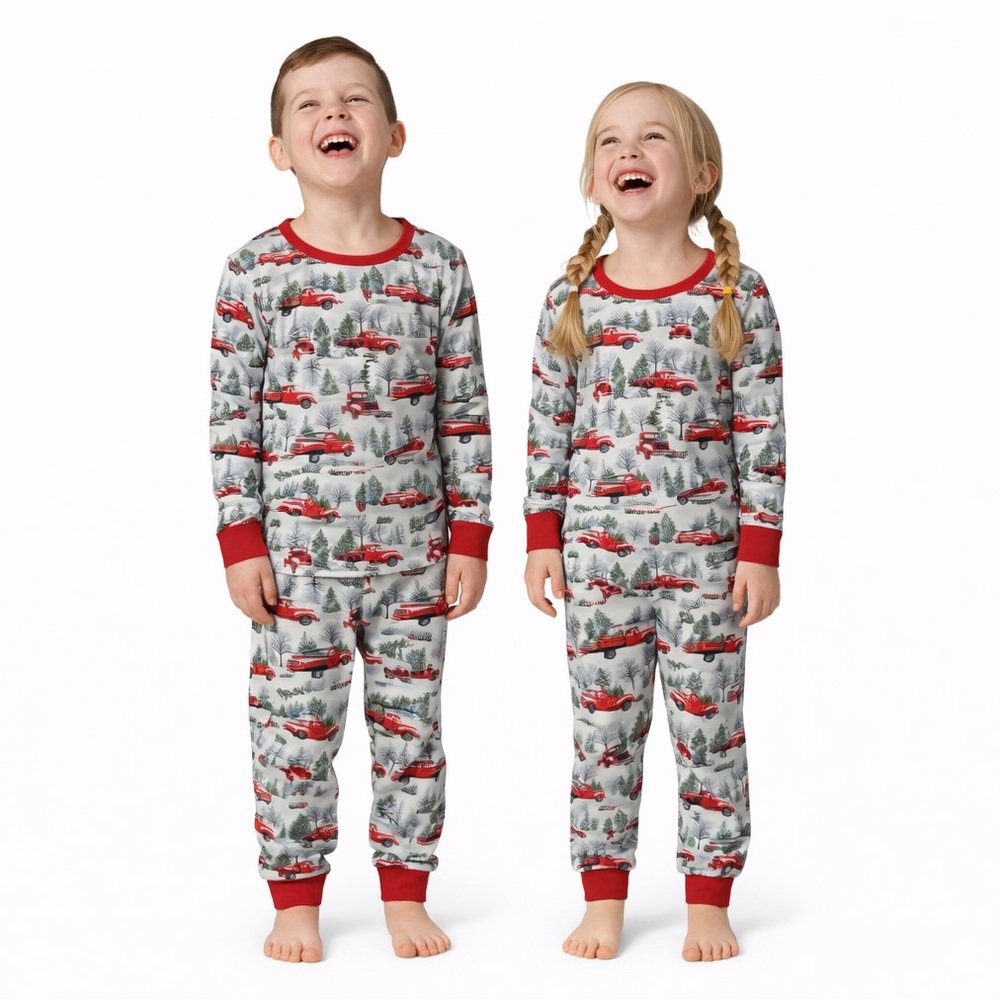 Lightweight trucks trees unisex pajama set size 8T **2 for 20**
